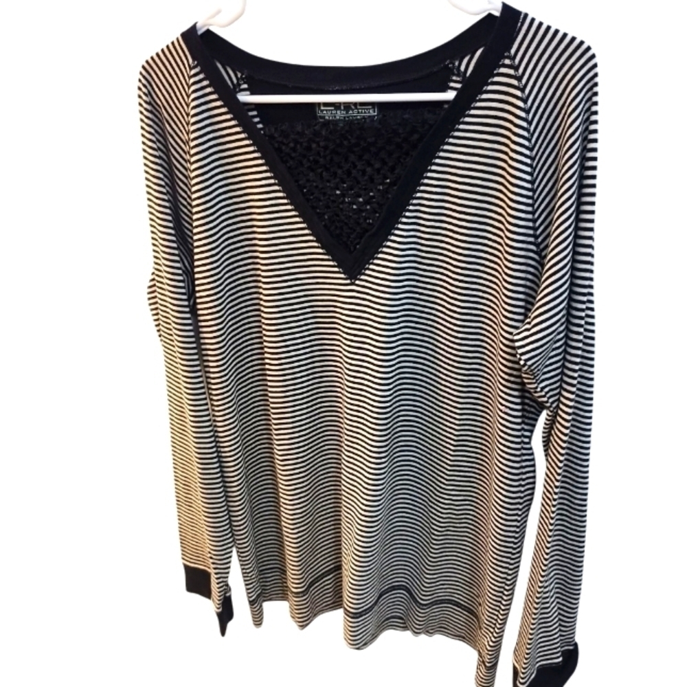 Lauren Ralph Lauren Black and White Striped Women's Top